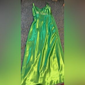 Vibrant Green Satin Maxi Skirt